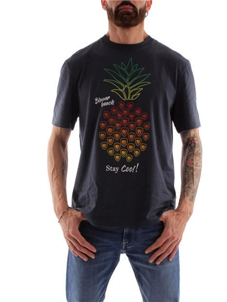 T-SHIRT CON STAMPA ANANAS UOMO BLU