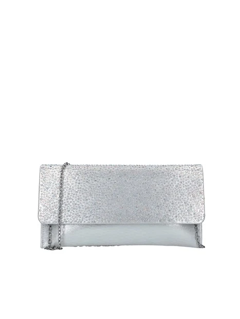 POCHETTE RETTANGOLARE STRASS DONNA ARGENTO