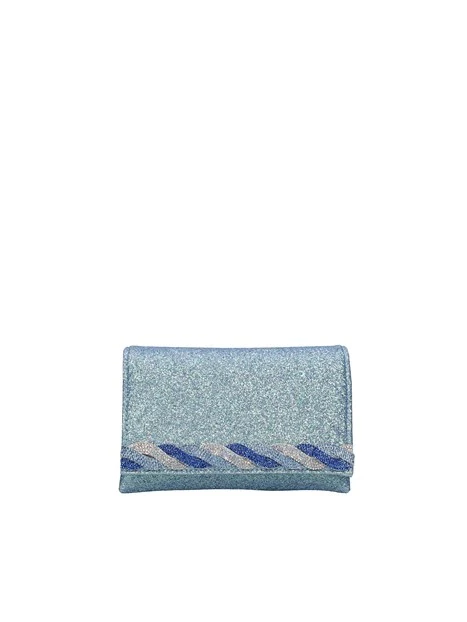 POCHETTE GLITTERATA CON INTRECCIO DONNA CELESTE