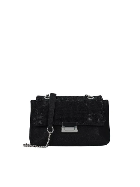 POCHETTE CON TRACOLLA E STRASS DONNA NERO