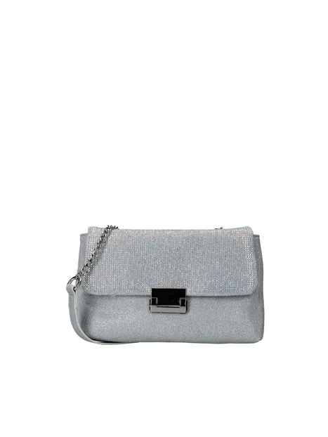 POCHETTE CON TRACOLLA E STRASS DONNA ARGENTO