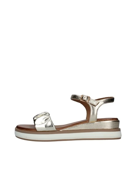 SANDALI CON FASCIA PLISSETTATA DONNA ORO