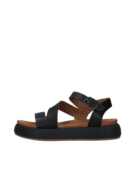 SANDALI CON ZEPPA E CINTURINO DONNA NERO