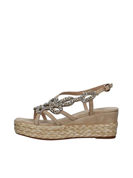 SANDALI CON ZEPPA INTRECCIATA DONNA BEIGE