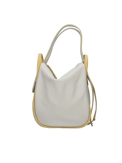 BORSA A SPALLA CON LOGO LATERALE DONNA BIANCO GIALLO