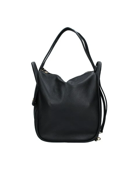 BORSA A SPALLA CON LOGO LATERALE DONNA NERO
