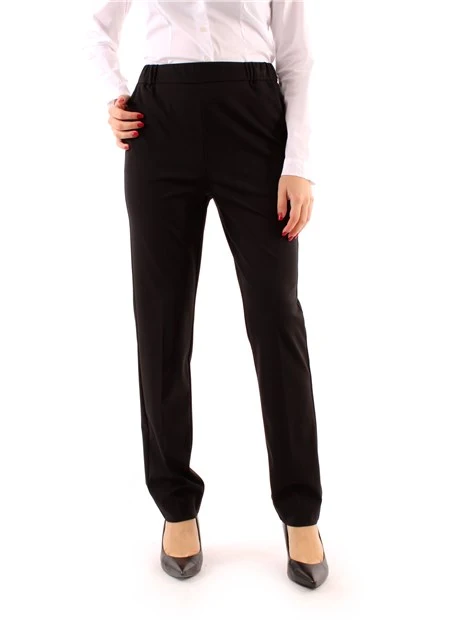 PANTALONI A SIGARETTA CON ELASTICO IN VITA DONNA NERO