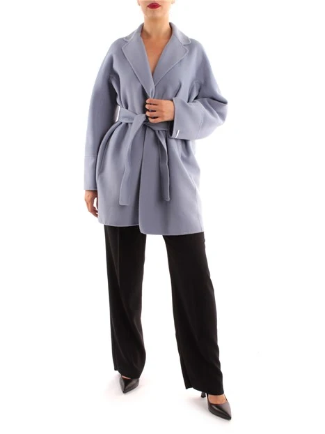 CAPPOTTO CORTO CON CINTA DONNA AZZURRO