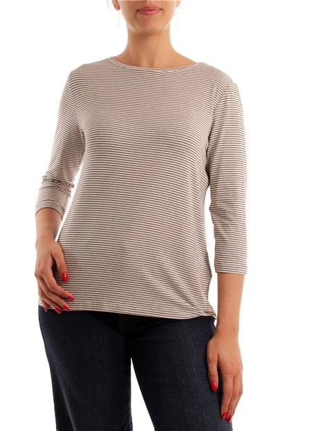 T-SHIRT A RIGHE ORIZZONTALI DONNA AVORIO