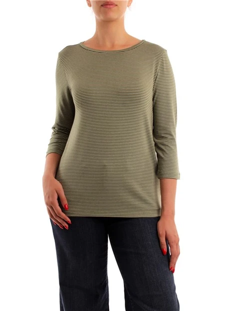 T-SHIRT A RIGHE ORIZZONTALI DONNA VERDE