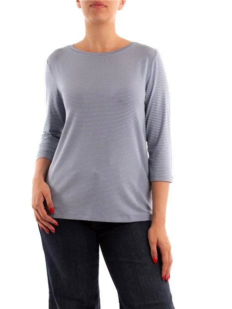 T-SHIRT A RIGHE ORIZZONTALI DONNA AZZURRO