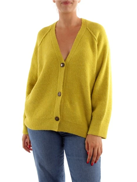 CARDIGAN IN LANA TINTA UNITA DONNA GIALLO