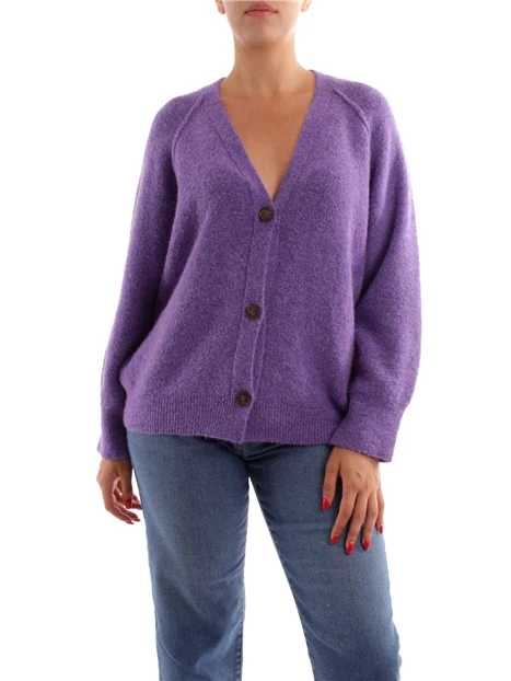 CARDIGAN IN LANA TINTA UNITA DONNA VIOLA
