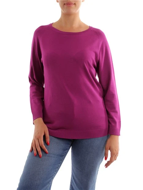 MAGLIA A MANICHE LUNGHE IN VISCOSA DONNA FUCSIA