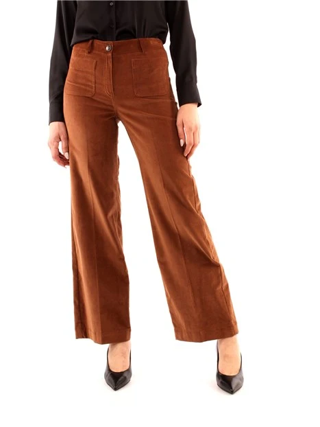 PANTALONI PALAZZO IN VELLUTO DONNA MARRONE