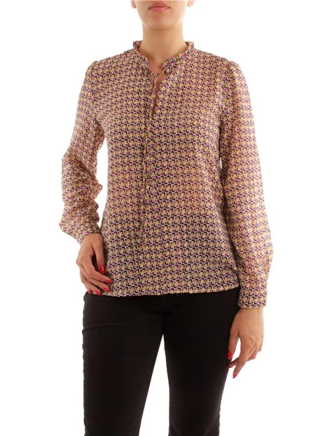 BLUSA FANTASIA GEOMETRICA SEMITRASPARENTE DONNA GIALLO