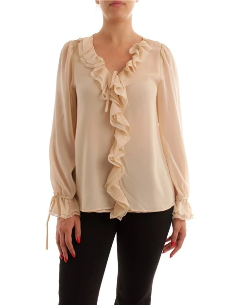 BLUSA CON ROUCHES IN TINTA DONNA AVORIO