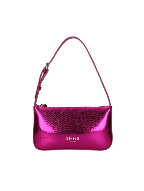 BORSA A SPALLA EFFETTO METALLIZZATO DONNA FUCSIA