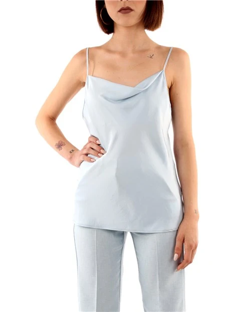TOP IN RASO MORBIDO DONNA AZZURRO