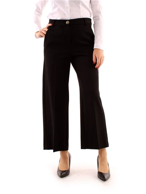 PANTALONI CROPPED IN MISTO VISCOSA DONNA NERO