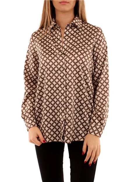 CAMICIA A FANTASIA DONNA GEOMETRICA DONNA AVORIO