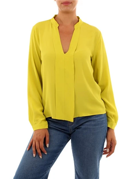 BLUSA IN MISTO SETA CON SCOLLO A V DONNA GIALLO ACIDO