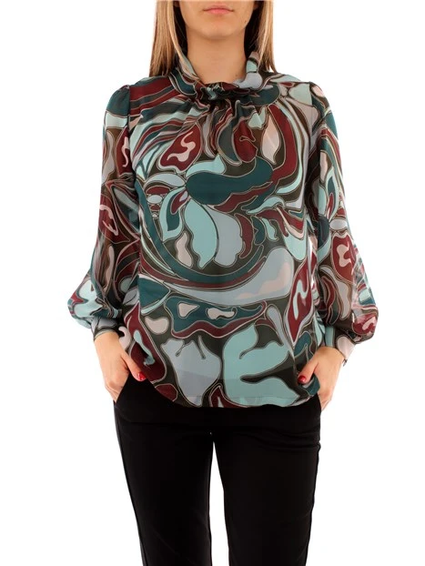 CAMICIA A FANTASIA ASTRATTA DONNA VERDE