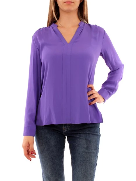 BLUSA CON SCOLLO A V IN MISTO SETA DONNA VIOLA