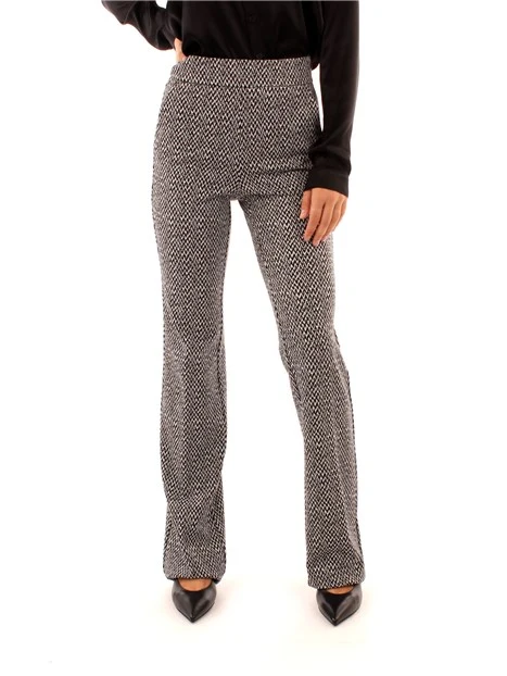 PANTALONE JACQUARD A ZAMPA DONNA NERO