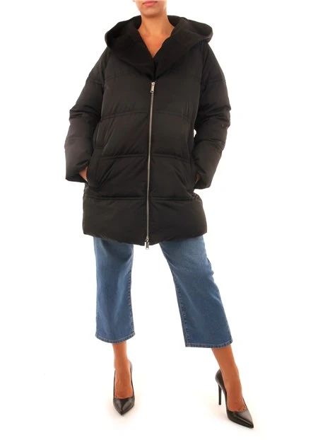 PIUMINO COCOON CON CAPPUCCIO DONNA NERO