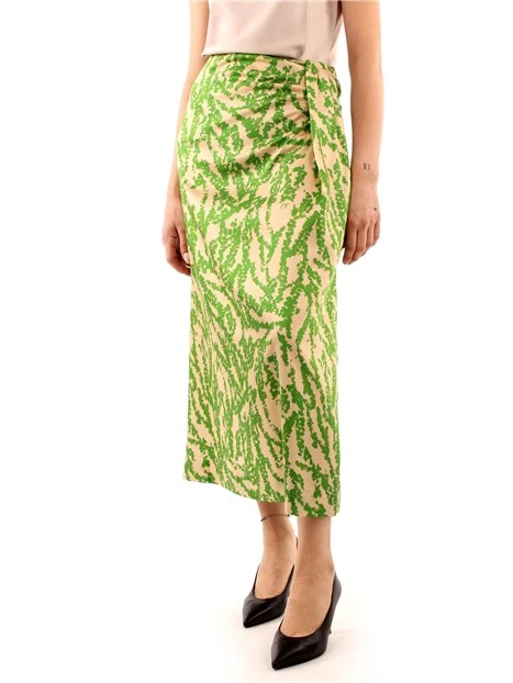 GONNA LUNGA FANTASIA CON DRAPPEGGIO CENTRALE DONNA VERDE