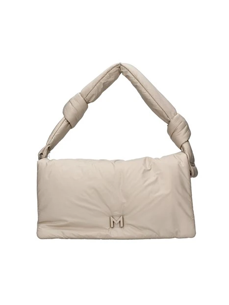 BORSA A SPALLA SOFFICE IN TESSUTO DONNA BEIGE