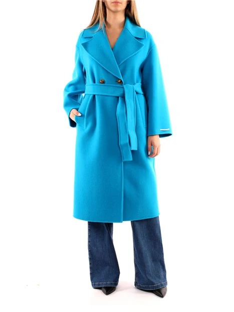 CAPPOTTO LUNGO DOPPIOPETTO CON CINTURA DONNA TURCHESE