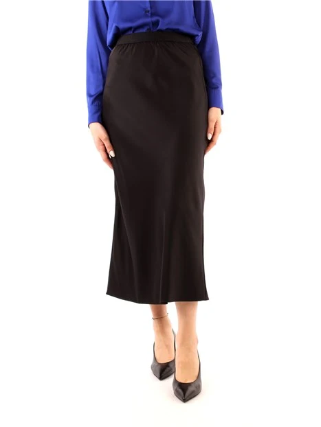 GONNA LUNGA IN RASO MONOCOLORE MONOCHROME DONNA NERO