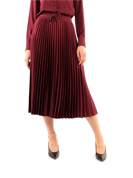 GONNA LUNGA PLISSETTATA MONOCOLORE MONOCHROME DONNA ROSSO