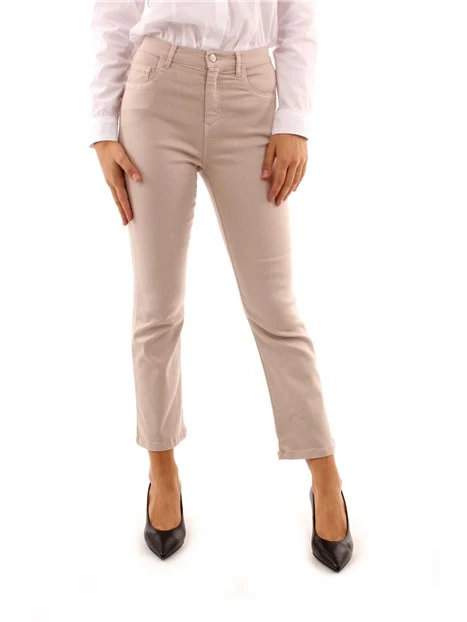 JEANS SLIM A ZAMPA MONOCHROME DONNA BEIGE