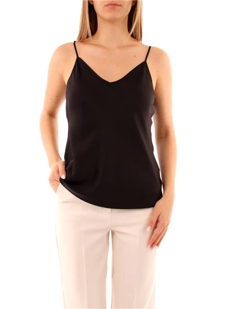 TOP IN RASO MONOCHROME DONNA NERO