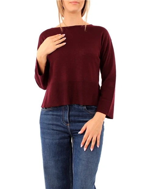 MAGLIA CON SCOLLO A BARCHETTA DONNA ROSSO