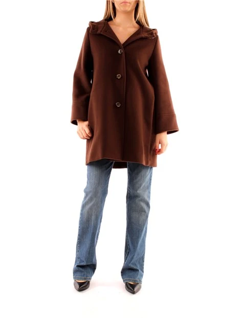 CAPPOTTO LUNGO CON CAPPUCCIO DONNA MARRONE