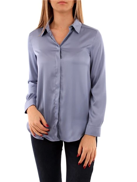 CAMICIA IN RASO DONNA AZZURRO