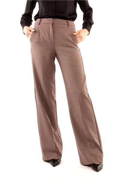 PANTALONI PALAZZO A FANTASIA DONNA MARRONE