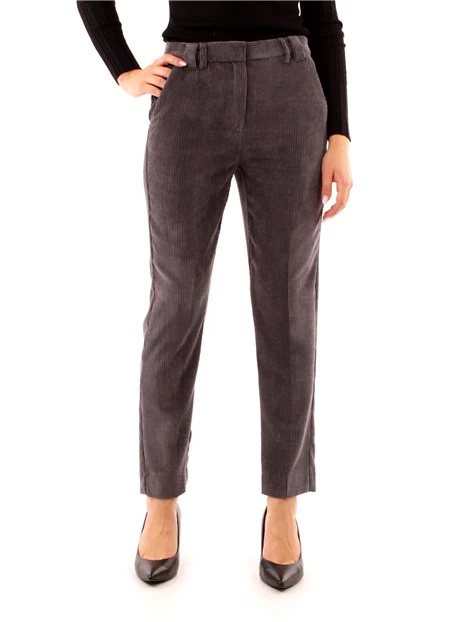 PANTALONI A SIGARETTA IN VELLUTO DONNA GRIGIO