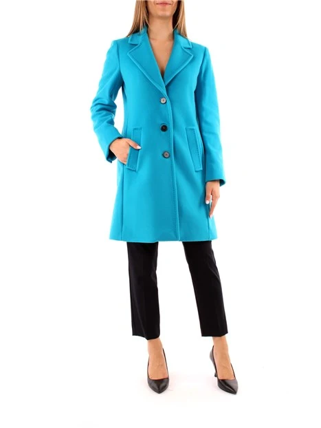 CAPPOTTO LUNGO MONOPETTO A TRE BOTTONI DONNA TURCHESE