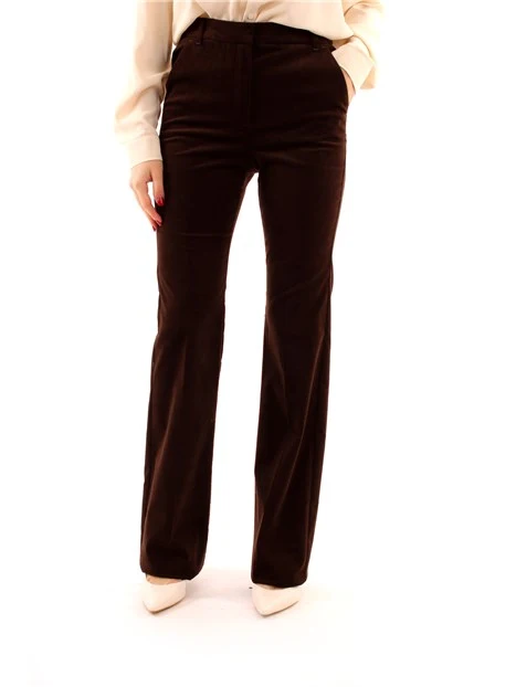 PANTALONI A ZAMPA IN VELLUTO DONNA MARRONE