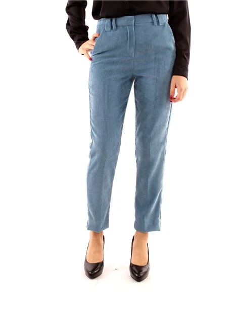 PANTALONI CHINO IN VELLUTO DONNA AZZURRO