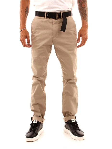 PANTALONE CHINO CON CINTURA UOMO BEIGE