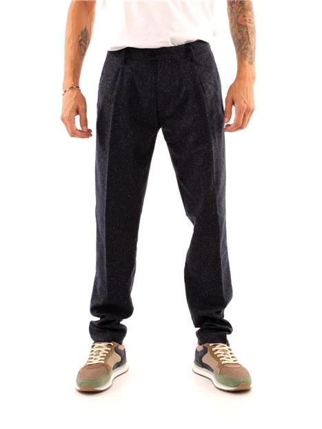 PANTALONI CHINO IN MISTO LANA UOMO BLU