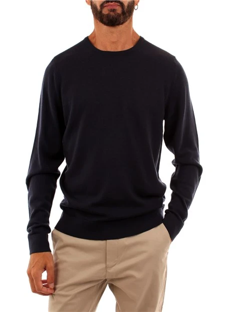 MAGLIA GIROCOLLO IN LANA MERINO UOMO BLU NOTTE