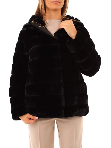 CAPPOTTO CORTO CON CAPPUCCIO DONNA NERO