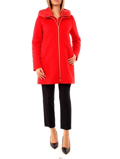 CAPPOTTO CON CAPPUCCIO E PETTORINA AMOVIBILE DONNA ROSSO